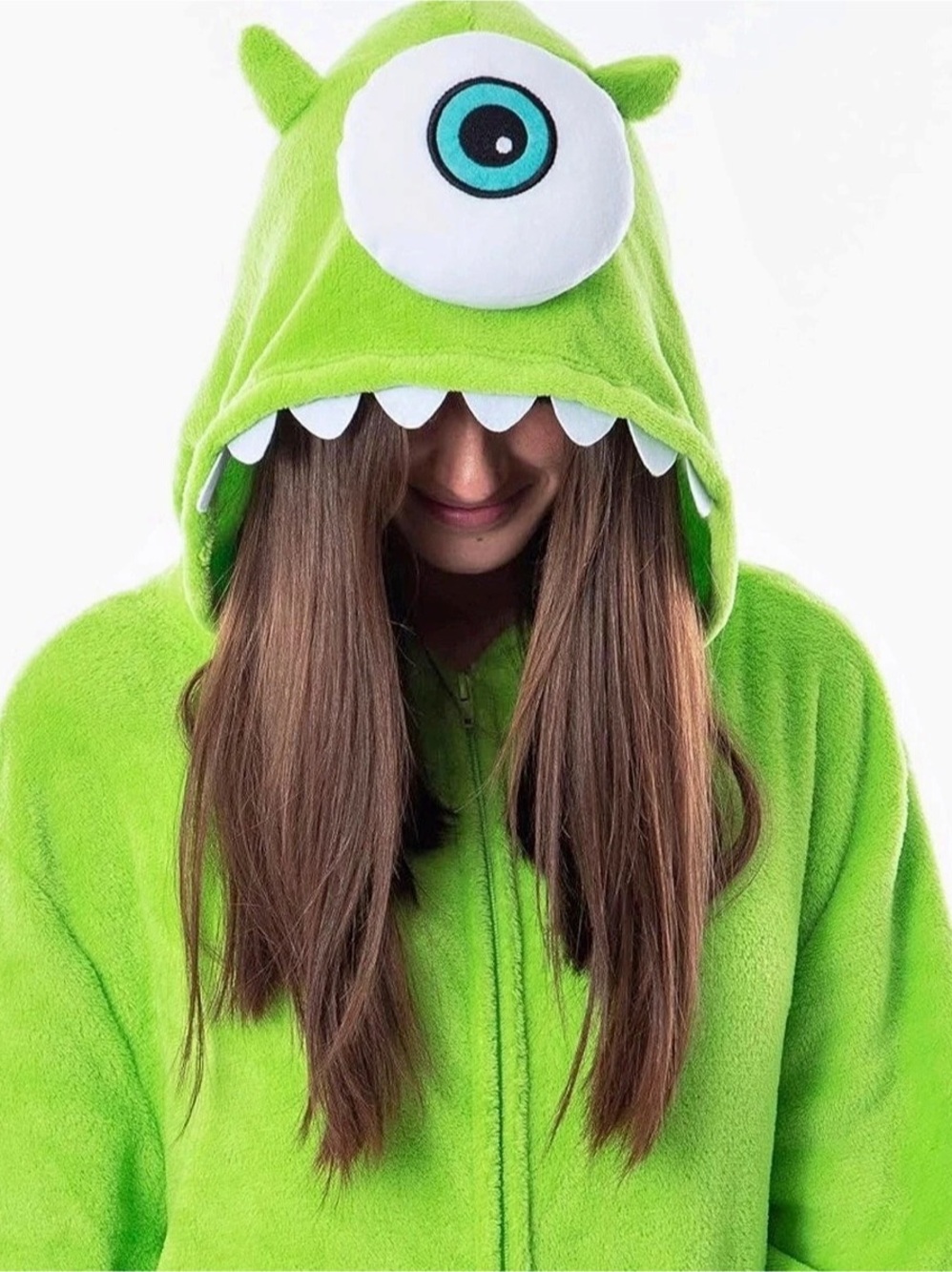 Disney Monsters Inc. Mike Wazowski Fleece Union Suit Onesie Green Costume